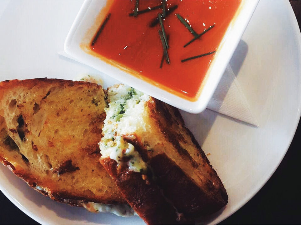 Tomato soup and grilled cheese