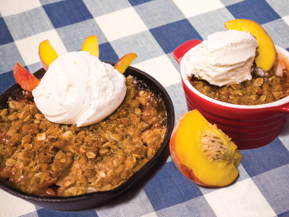 Peach-Rhubarb cobbler