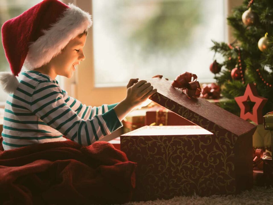 Boy opening present