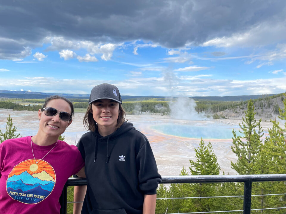 writer HeatherMundt and son in Yellowstone National Park